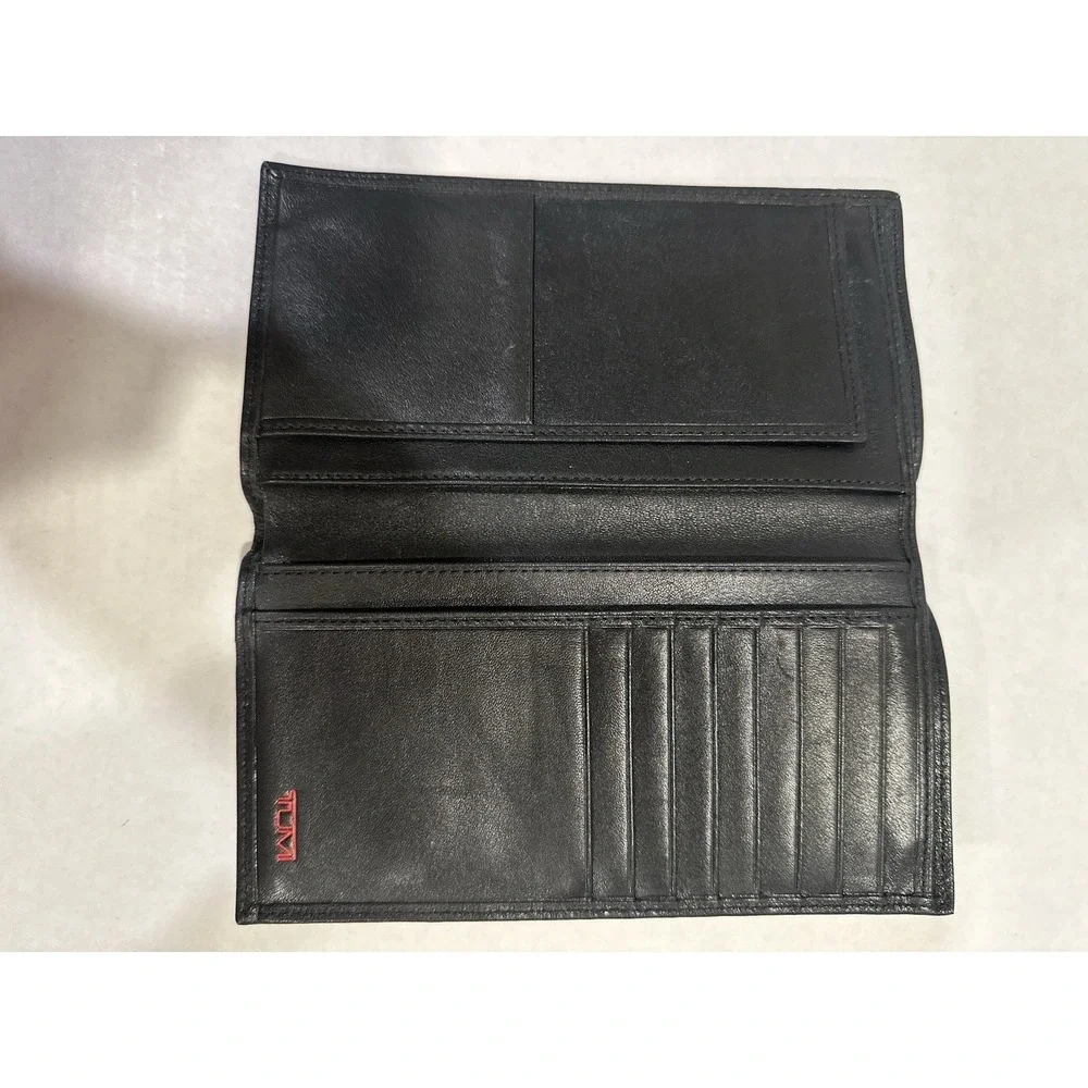 TUMI Black Leather And Canvas Wallet Credit Card Holder New No Tags